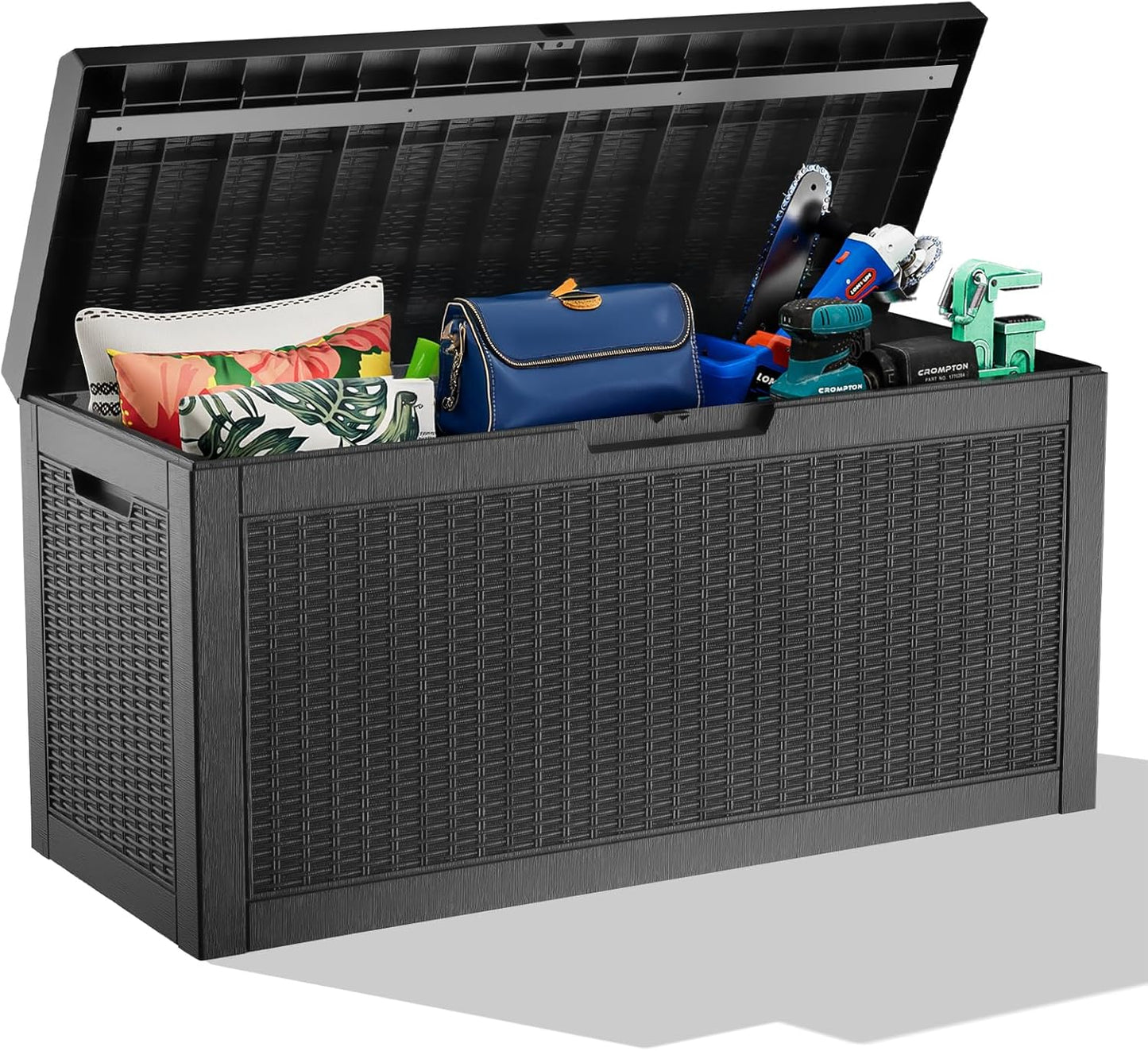 Outdoor Storage Box with Wheels – 75 Gallon Mobile Waterproof Resin Deck Box, Lockable Storage for Patio Cushions, Garden Tools, Pool Accessories – UV-Resistant Storage Bench for Backyard & Deck
