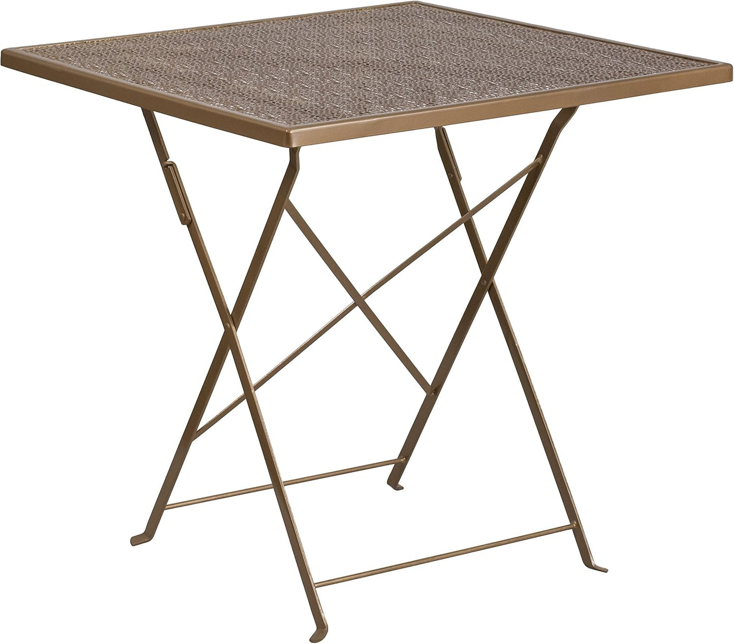 Flash Furniture Oia Commercial Grade 28" Square Black Indoor-Outdoor Steel Folding Patio Table