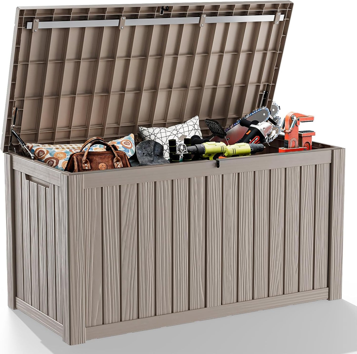 Outdoor Storage Box with Wheels – 75 Gallon Mobile Waterproof Resin Deck Box, Lockable Storage for Patio Cushions, Garden Tools, Pool Accessories – UV-Resistant Storage Bench for Backyard & Deck