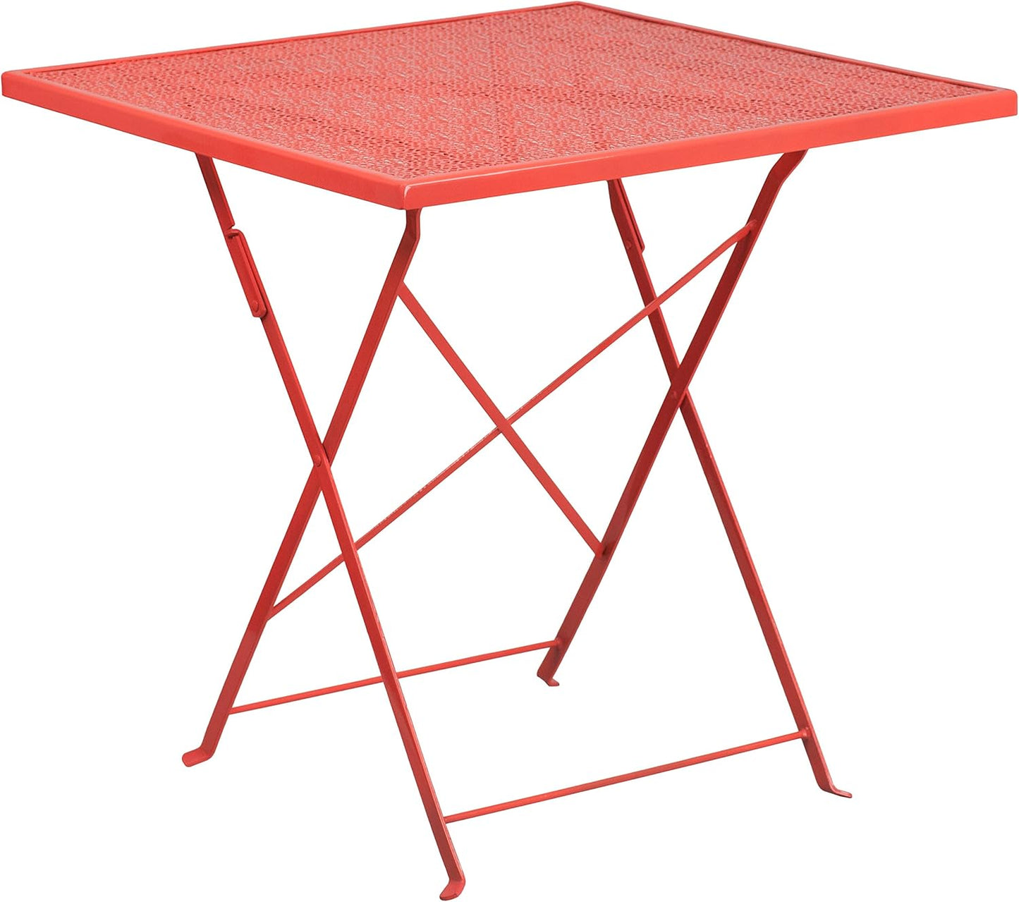 Flash Furniture Oia Commercial Grade 28" Square Black Indoor-Outdoor Steel Folding Patio Table