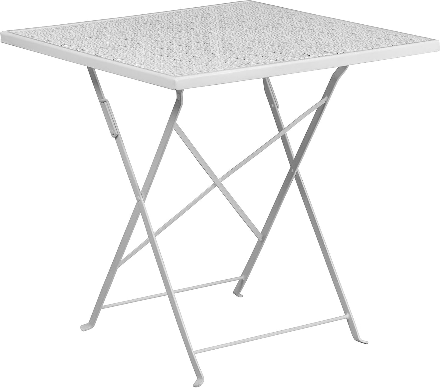 Flash Furniture Oia Commercial Grade 28" Square Black Indoor-Outdoor Steel Folding Patio Table