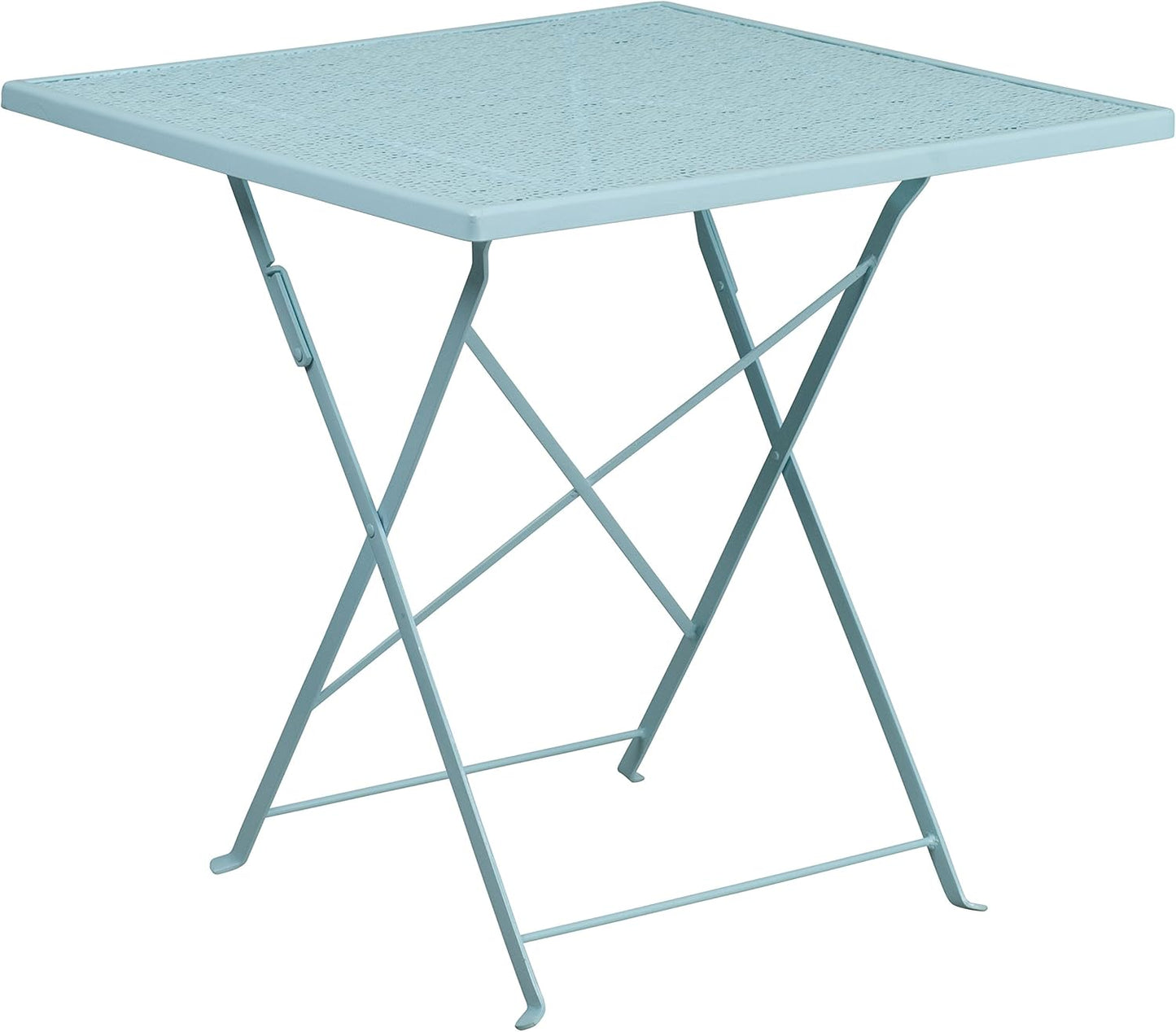 Flash Furniture Oia Commercial Grade 28" Square Black Indoor-Outdoor Steel Folding Patio Table