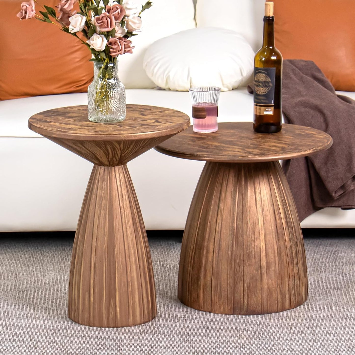 Round Metal Patio Outdoor Side Table, Steel Outdoor Accent Table, Black Small End Table Patio Furniture, for Garden, Pool, Yard, Balcony, Living Room, Deck, Weather Resistant, No Assembly