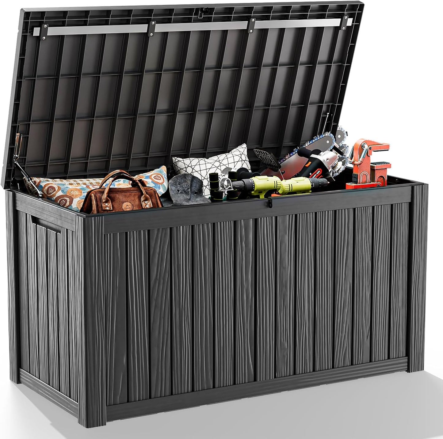 Outdoor Storage Box with Wheels – 75 Gallon Mobile Waterproof Resin Deck Box, Lockable Storage for Patio Cushions, Garden Tools, Pool Accessories – UV-Resistant Storage Bench for Backyard & Deck