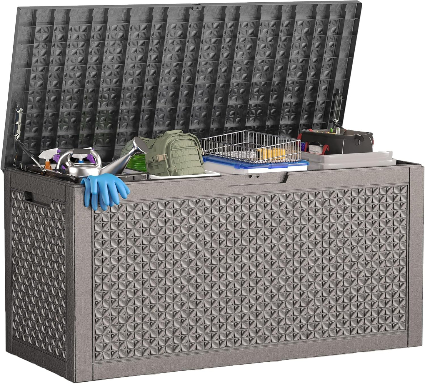 Outdoor Storage Box with Wheels – 75 Gallon Mobile Waterproof Resin Deck Box, Lockable Storage for Patio Cushions, Garden Tools, Pool Accessories – UV-Resistant Storage Bench for Backyard & Deck