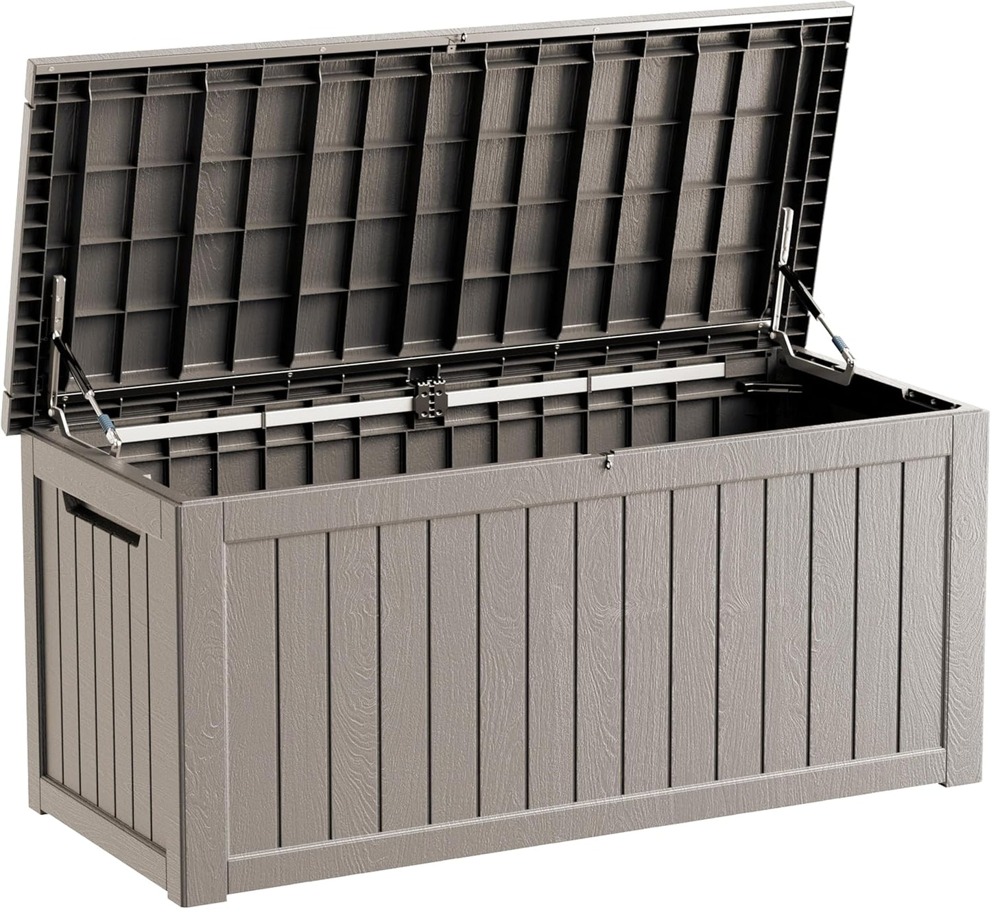 TARKARI 320 Gallon Lockable Resin Deck Box, Waterproof & UV-Resistant Outdoor Storage Box for Outdoor Cushion Storage, Garden Tools & Pool Accessories Storage, Black