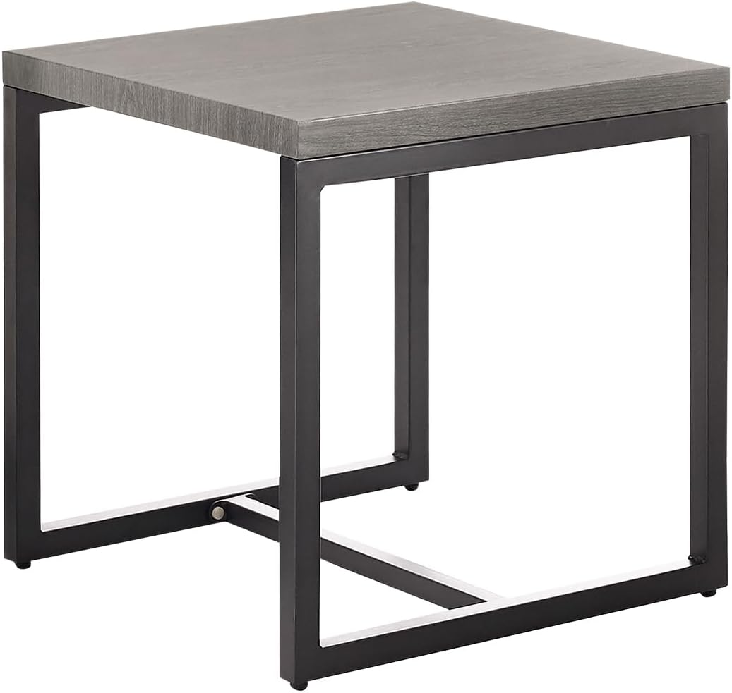 Rilyson Patio Tables Outdoor Coffee Table - Steel Side Tables End Table for Proch Deck Balcony Garden Squre Brown Tabletop