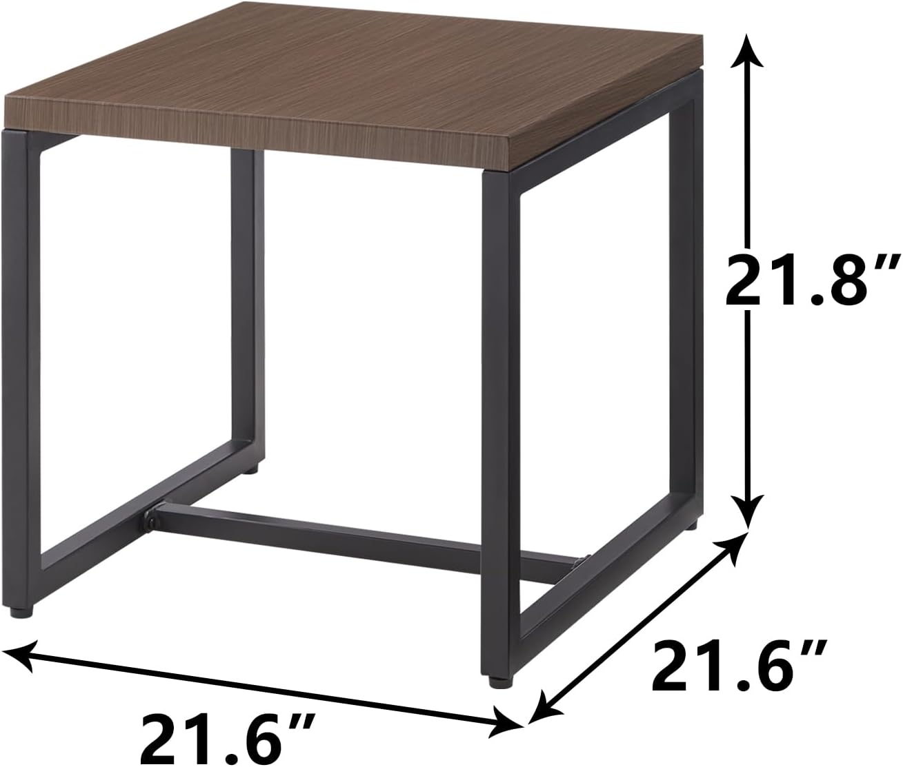 Rilyson Patio Tables Outdoor Coffee Table - Steel Side Tables End Table for Proch Deck Balcony Garden Squre Brown Tabletop