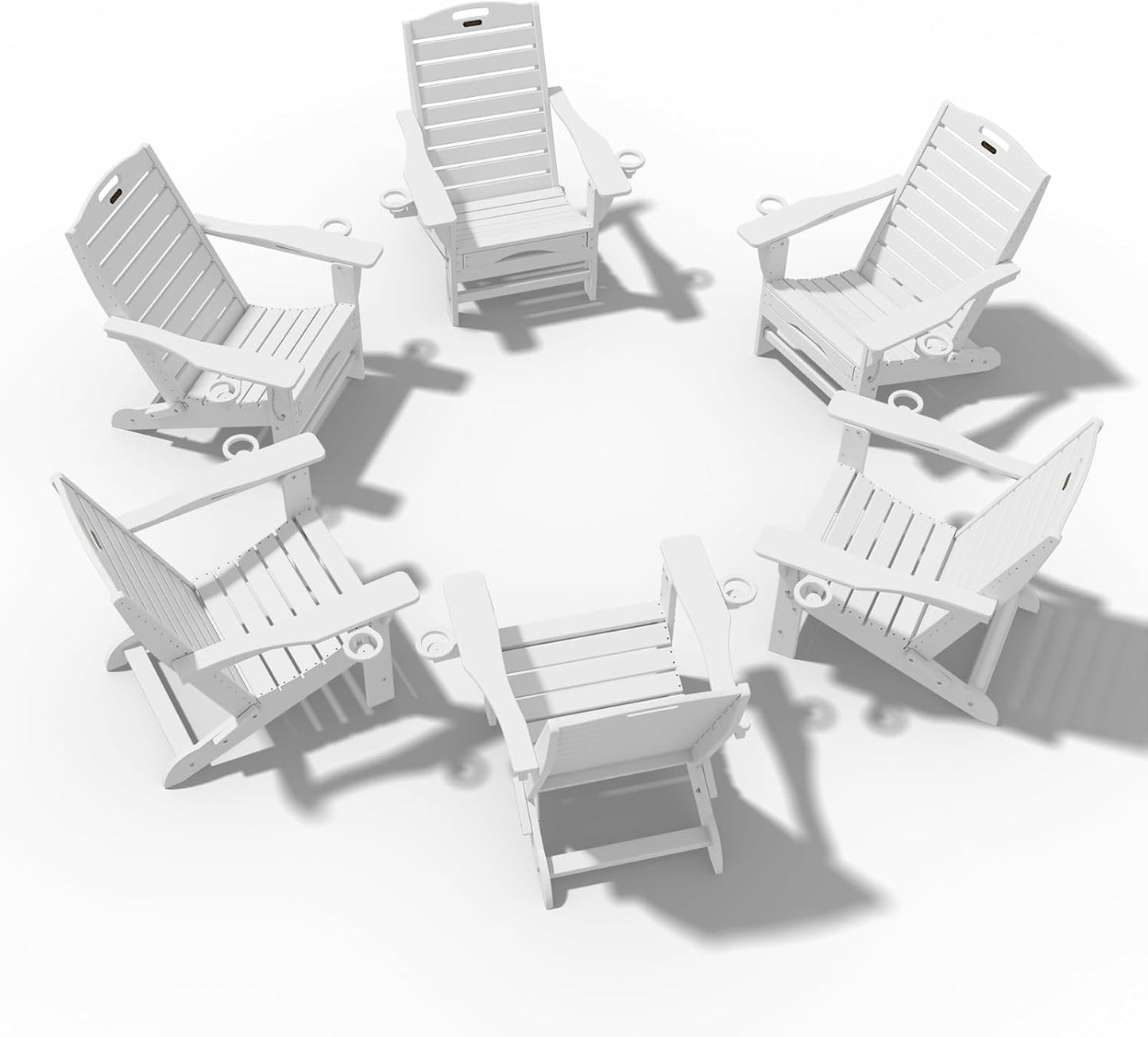 Folding Adirondack Chair with Retractable Ottoman Weather Resistant Fire Pit Chair Patio Chair with 2 Cup Holder Lawn Outdoor Lounge Chairs (Grey)