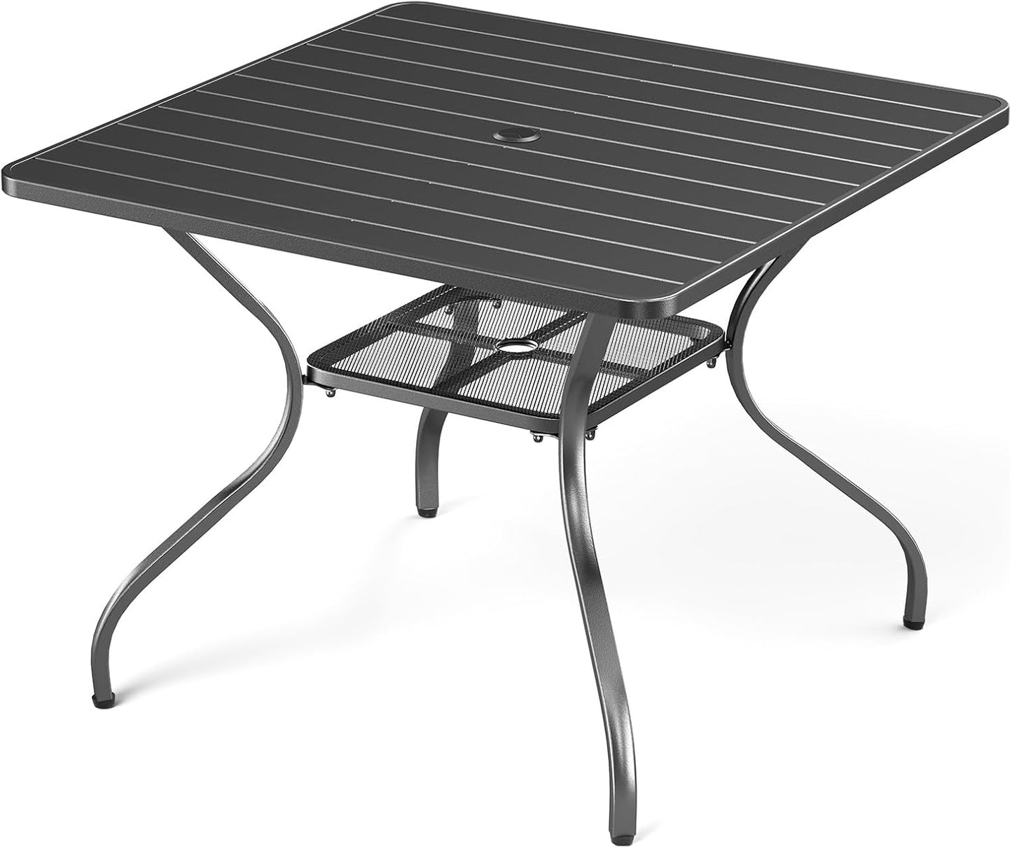 Rilyson Patio Tables Outdoor Coffee Table - Steel Side Tables End Table for Proch Deck Balcony Garden Squre Brown Tabletop