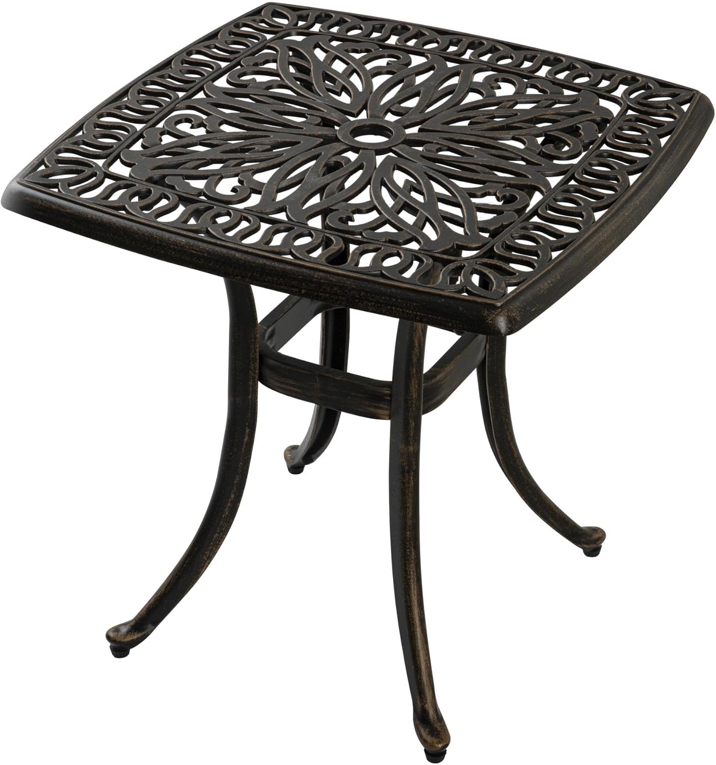 Outdoor 21" Cast Aluminum Square Side Table Set of 2 End Table for Patio, Backyard, Pool, Indoor Companion, Easy Maintenance and Weather Resistant, Black