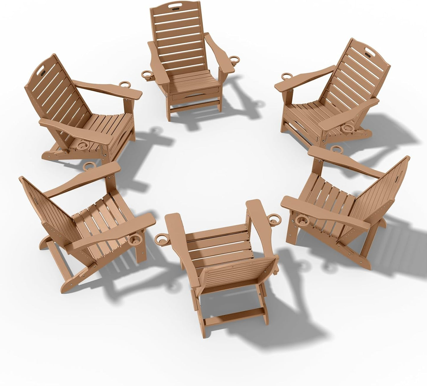 Folding Adirondack Chair with Retractable Ottoman Weather Resistant Fire Pit Chair Patio Chair with 2 Cup Holder Lawn Outdoor Lounge Chairs (Grey)