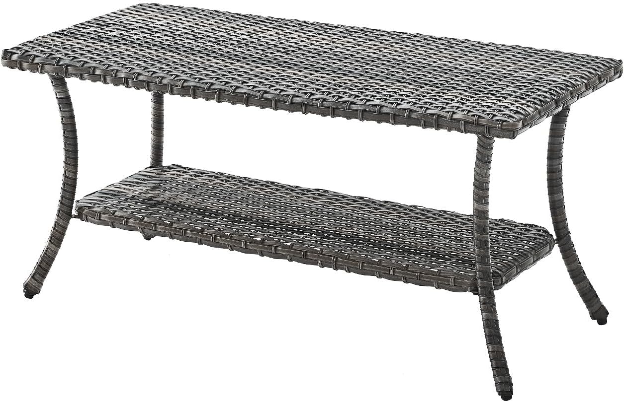 Rilyson Patio Tables Outdoor Coffee Table - Steel Side Tables End Table for Proch Deck Balcony Garden Squre Brown Tabletop
