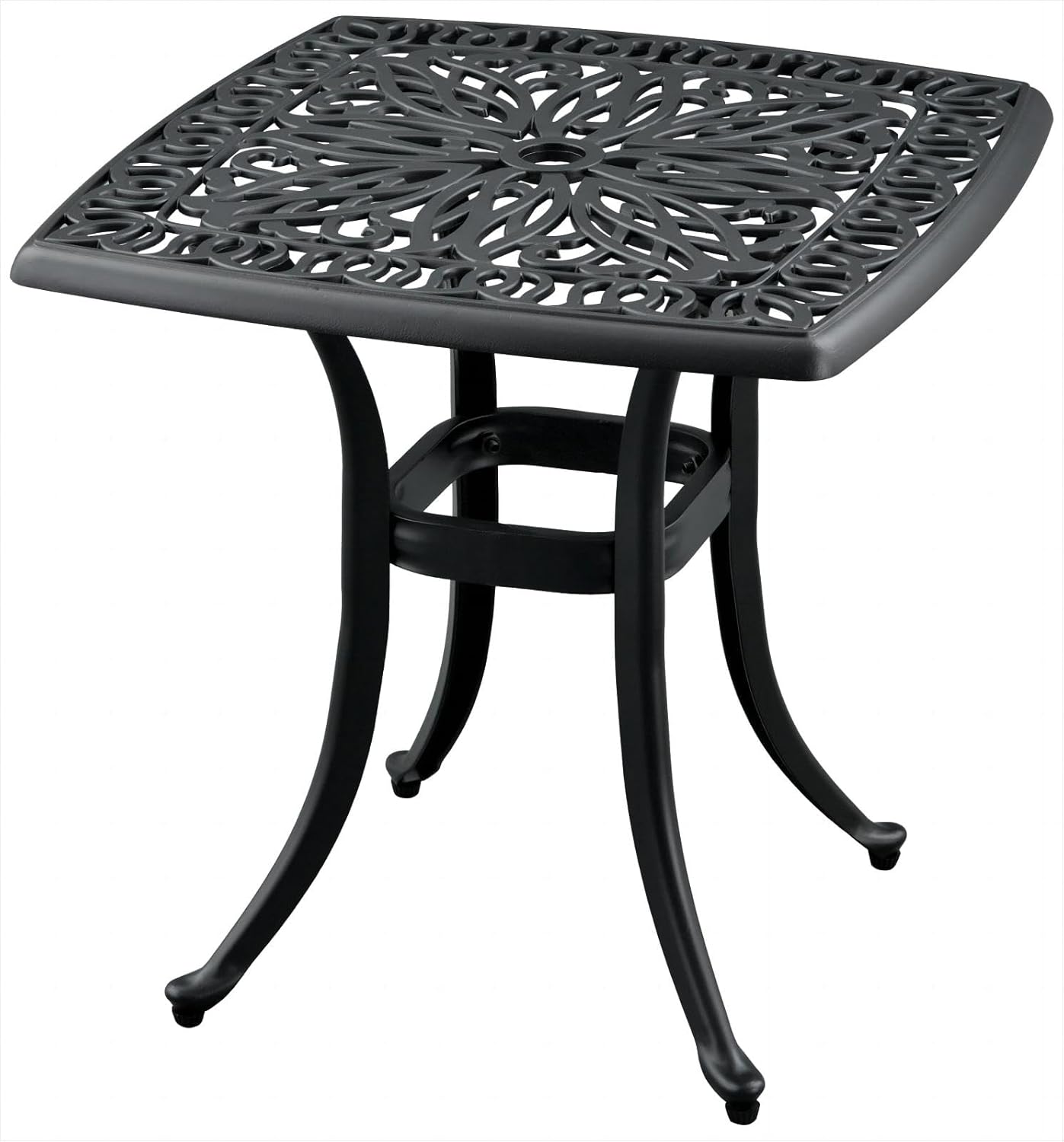 Outdoor 21" Cast Aluminum Square Side Table Set of 2 End Table for Patio, Backyard, Pool, Indoor Companion, Easy Maintenance and Weather Resistant, Black