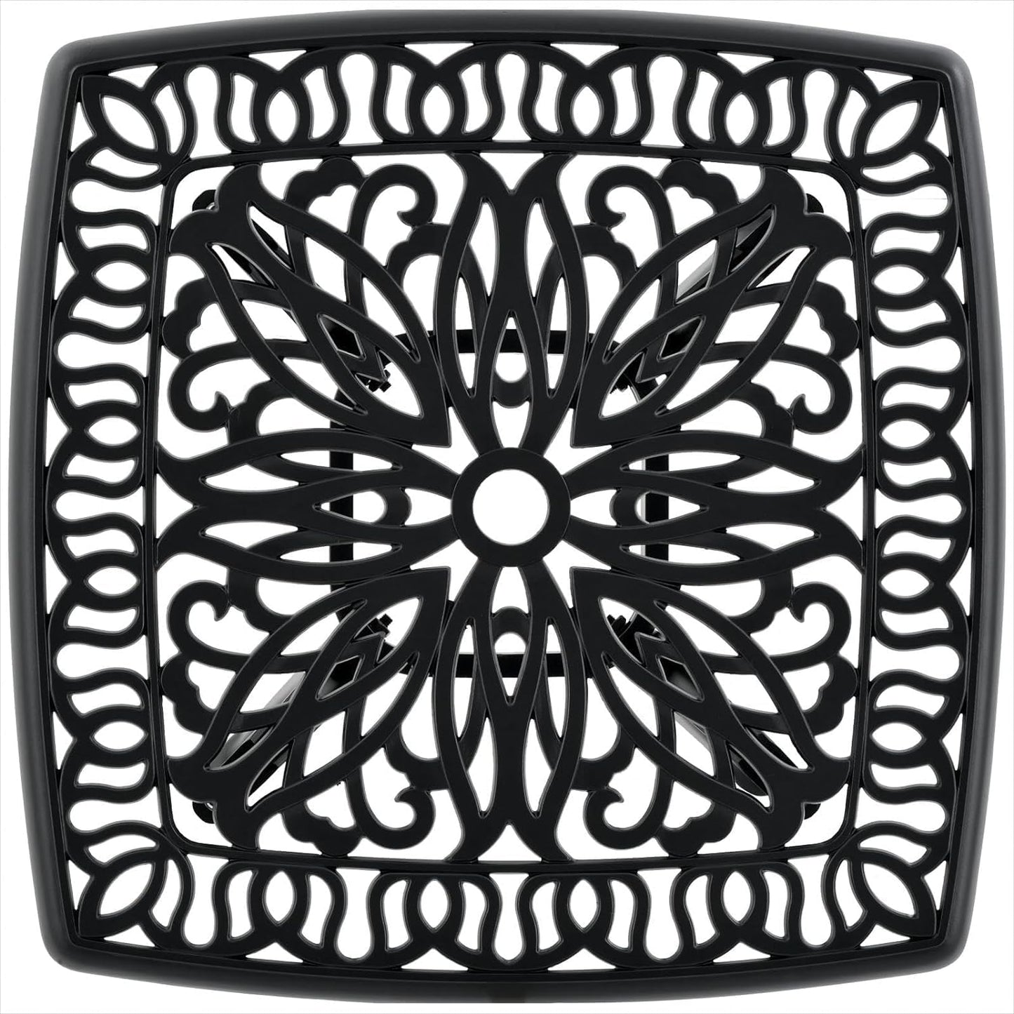 Outdoor 21" Cast Aluminum Square Side Table Set of 2 End Table for Patio, Backyard, Pool, Indoor Companion, Easy Maintenance and Weather Resistant, Black