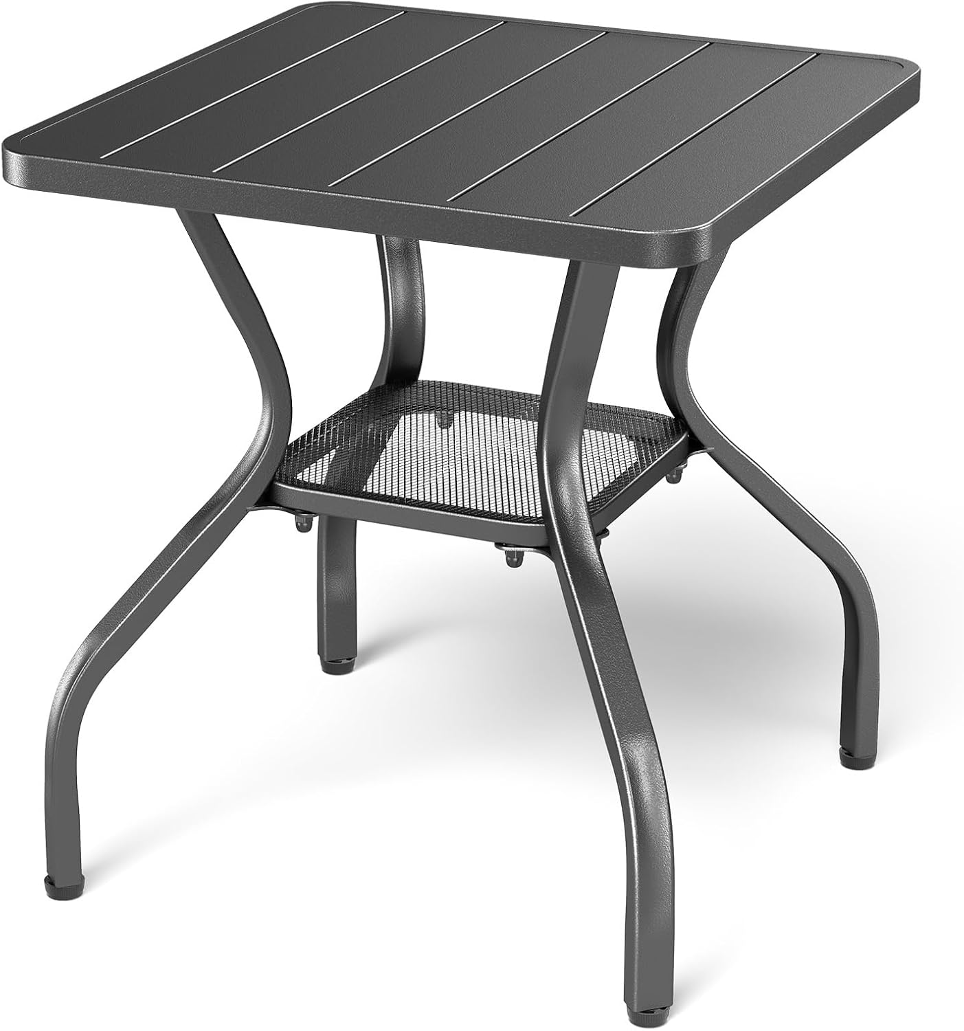 Rilyson Patio Tables Outdoor Coffee Table - Steel Side Tables End Table for Proch Deck Balcony Garden Squre Brown Tabletop