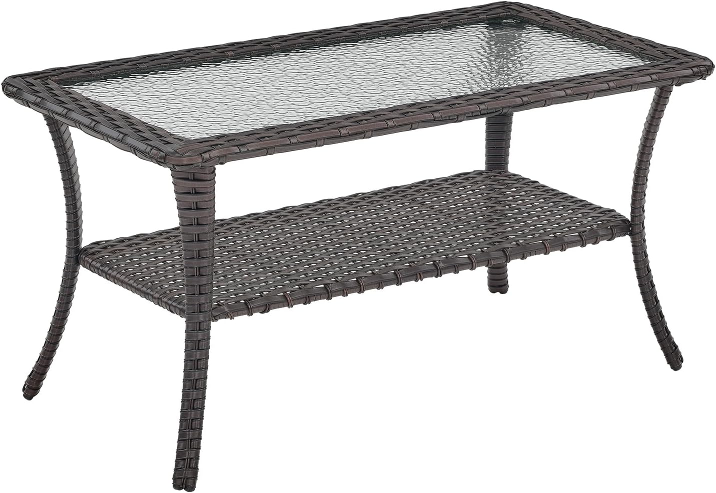 Rilyson Patio Tables Outdoor Coffee Table - Steel Side Tables End Table for Proch Deck Balcony Garden Squre Brown Tabletop