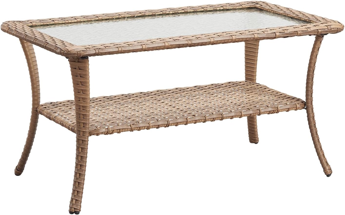 Rilyson Patio Tables Outdoor Coffee Table - Steel Side Tables End Table for Proch Deck Balcony Garden Squre Brown Tabletop