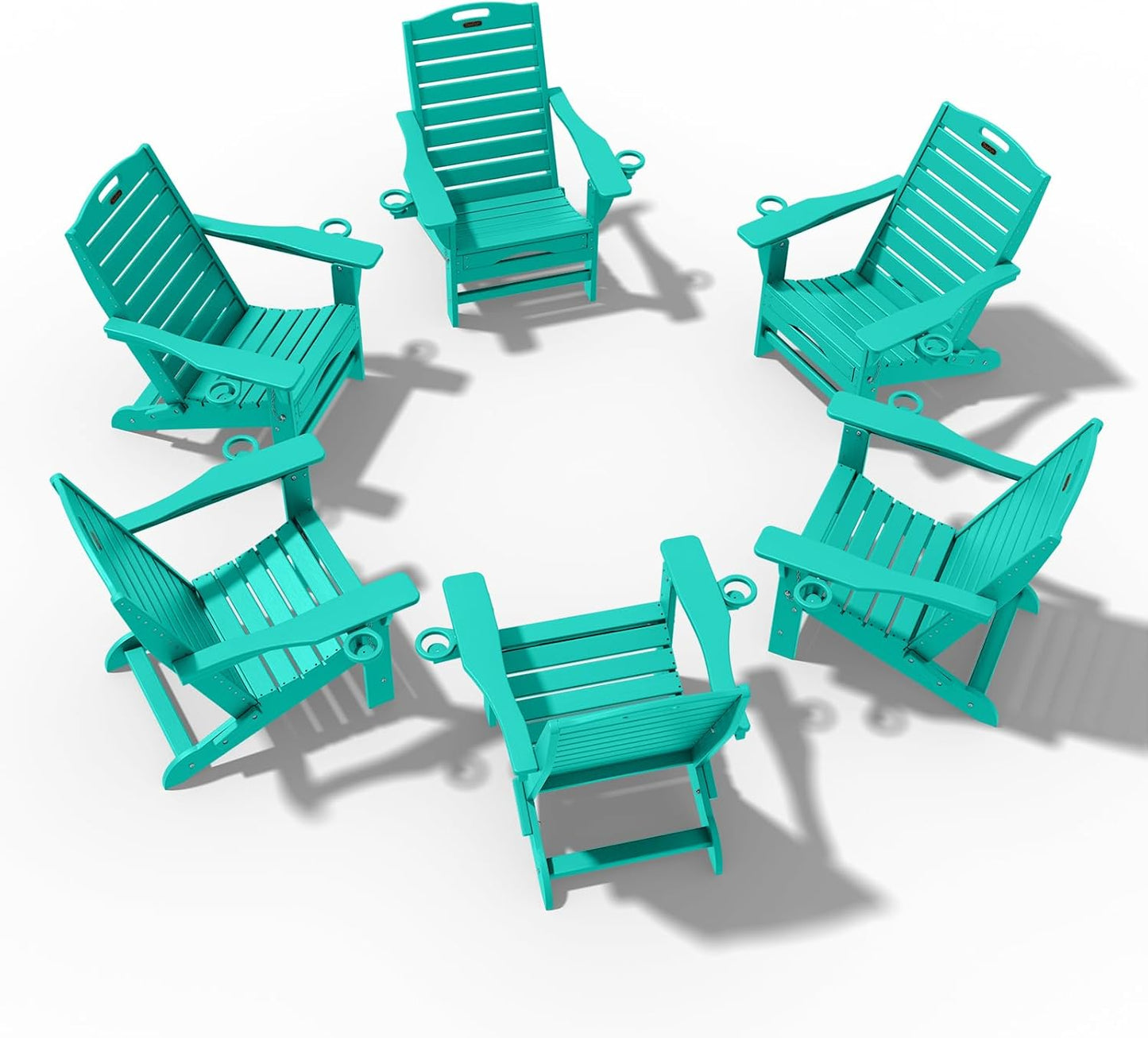 Folding Adirondack Chair with Retractable Ottoman Weather Resistant Fire Pit Chair Patio Chair with 2 Cup Holder Lawn Outdoor Lounge Chairs (Grey)
