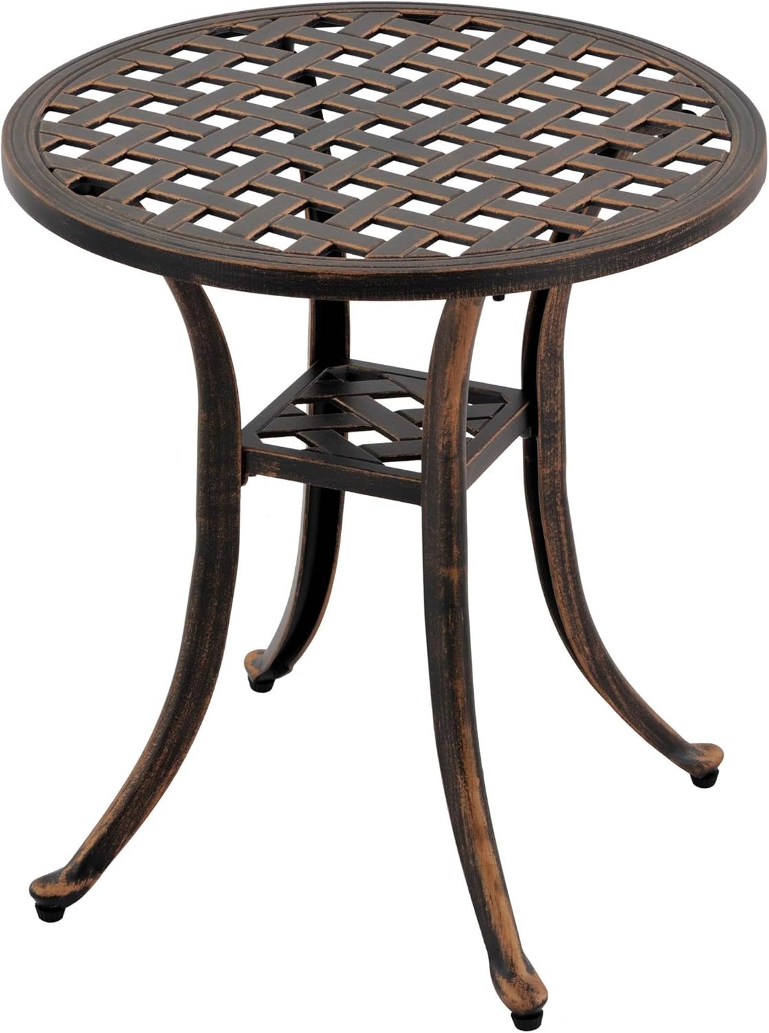Outdoor 19" Pack of 2 Cast Aluminum Round Side Table End Table for Patio, Backyard, Pool, Indoor Companion, Easy Maintenance and Weather Resistant, Black