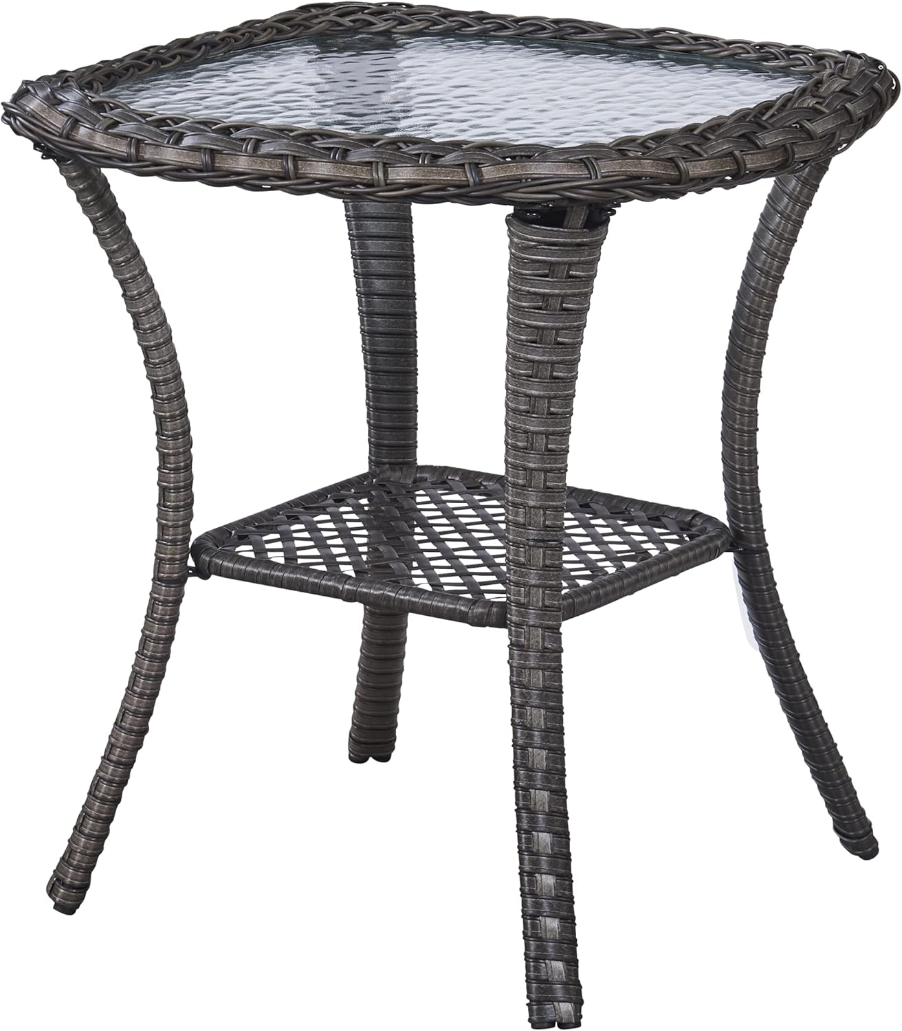 Rilyson Patio Tables Outdoor Coffee Table - Steel Side Tables End Table for Proch Deck Balcony Garden Squre Brown Tabletop